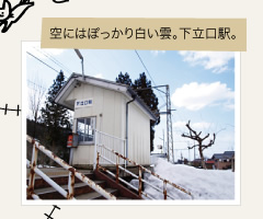 空にはぽっかり白い雲。下立口駅。