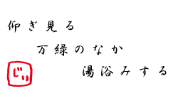 仰ぎ見る　万緑のなか　湯浴みする